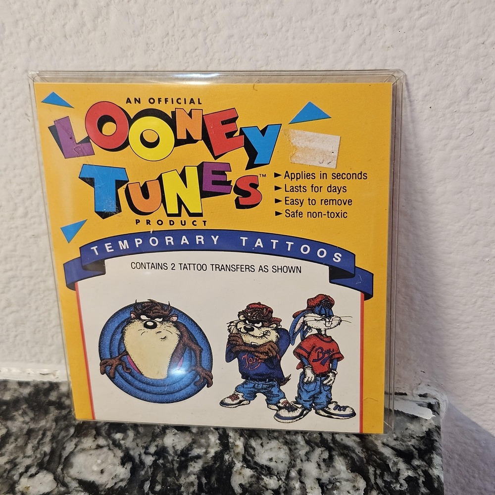 vintage Looney Tunes Temporary Tattoos  1992,  Tasmanian Devil and Bugs Bunny.